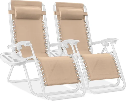 Miniatura 19 de Best Choice Products - Juego de 2 sillas reclinables y ajustables de malla y acero, sillas con sensación gravedad cero con cojines y bandejas