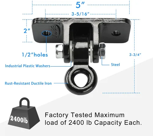Miniatura 3 de BETOOLL Ganchos de columpio resistentes de capacidad de 2400 libras para juegos de madera, patio de recreo, porche, interiores y exteriores, ganchos