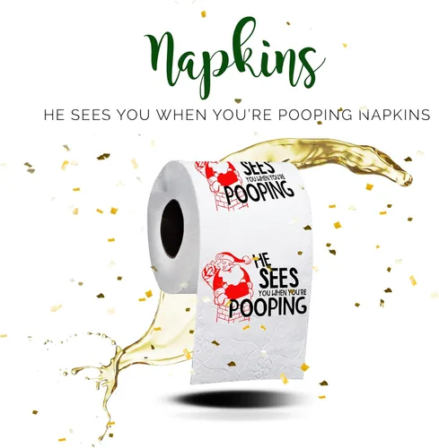 Miniatura 7 de Rollo de papel higiénico navideño con texto en inglés «He Sees You When You're Pooping», divertido papel higiénico, divertido regalo de Feliz