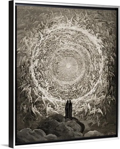 Miniatura 7 de CANVAS ON DEMAND Ilustración para Paradiso por Dante Alighieri Canto, Xxxi, líneas 1 a 3, lienzo enmarcado negro flotante, arte para pared, diseño