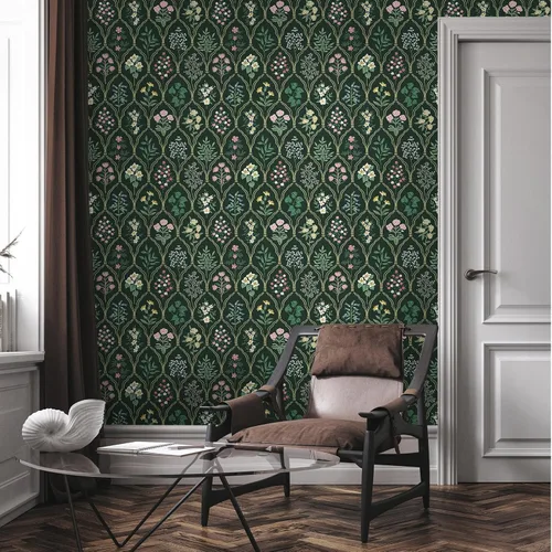 Miniatura 7 de Dimoon Papel tapiz de 17.3 x 78.7 pulgadas, papel de contacto floral, color verde, rosa, apto para inquilinos, impermeable, mejorado, autoadhesivo