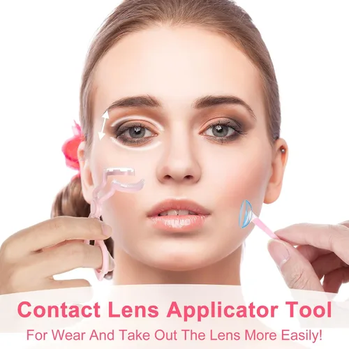 Miniatura 7 de Herramienta aplicadora de lentes de contacto, aplicador de lentes de contacto para lentes suaves, incluye abridor de ojos, pinzas y estuche
