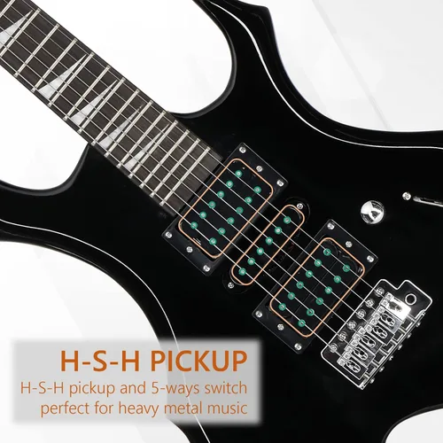 Miniatura 3 de Kit de guitarra eléctrica de diseño Burning Fire de Ktaxon, juego de guitarra para principiantes de 36 pulgadas HSH con amplificador, diapasón