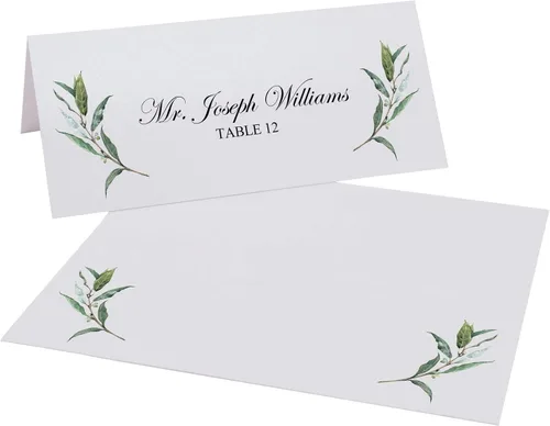 Miniatura 2 de Laurel - Juego de 60 tarjetas de lugar imprimibles de corona y vegetación, (10 hojas), impresoras láser y de inyección de tinta, bodas, fiestas