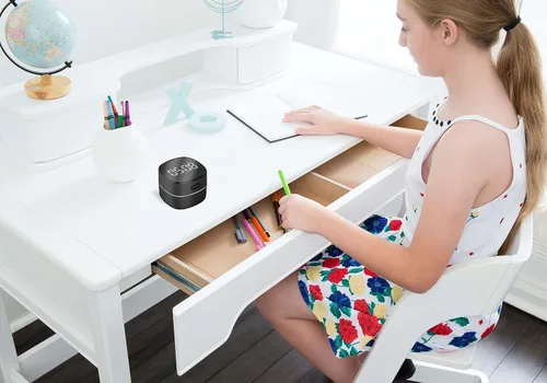 Miniatura 6 de ODISTAR Aspiradora de mostrador, mini barredora de polvo de mesa con temporizador digital, resistencia de hasta 400 minutos, rotación de 360º