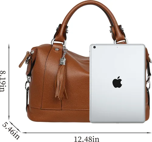 Miniatura 3 de Heshe - Bolsa de hombro de piel para mujer, con asa superior, bolsa cruzada