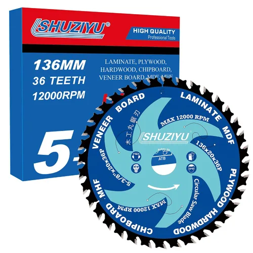 Miniatura 9 de 3-3/8" (85mm)-24T, hoja de sierra circular de trabajo de madera, eje 0.591 in con 3/8"(10mm) Wahser, para laminado, tablero de chapa, madera