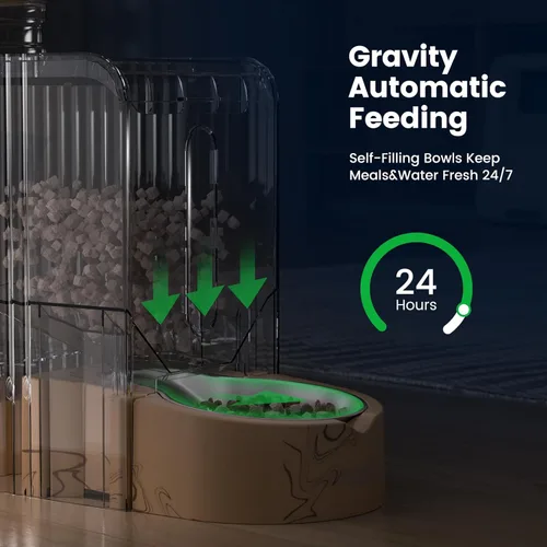 Miniatura 3 de Gardner Pet Gravity Comedero Automático 2 en 1 para Mascotas, Comedero para Gatos de 0.8 Galones*2 y Conjunto Dispensador de Agua, Tazón de Agua