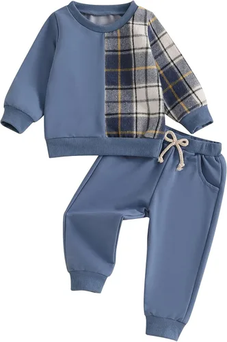 Miniatura 14 de Conjunto de sudadera de manga larga con cuello redondo y pantalones deportivos para bebés, ropa de invierno para bebé