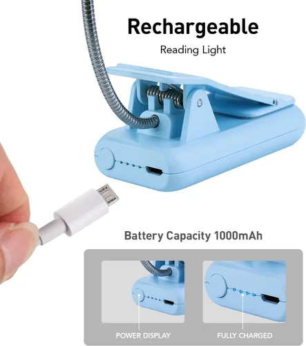Miniatura 5 de VAVOFO - Luz de lectura recargable para libros para leer en la cama para niños, 7 luces LED de lectura con 9 niveles de luz blanca cálida y fría
