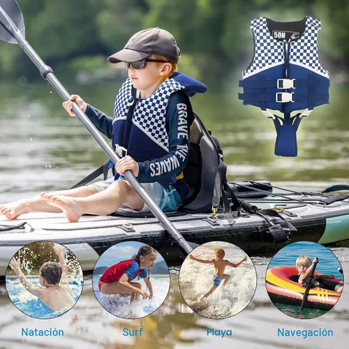 Miniatura 6 de Chriffer Chaleco de natación para niños de 20 a 70 libras, cremallera fácil de poner y quitar, chaquetas de natación para 2, 3, 4, 5, 6, 7, 8 años