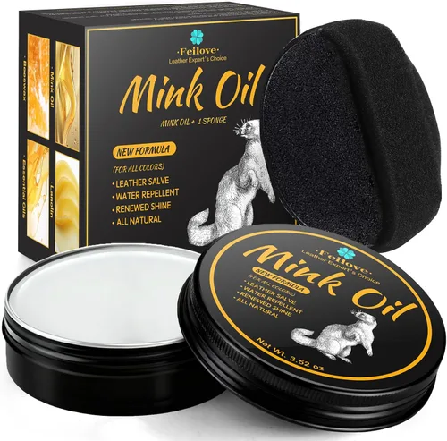 Miniatura 11 de Feilove Acondicionador y limpiador de cuero con aceite de visón 4 en 1, 3.52 onzas, fórmula impermeable prémium para botas y zapatos