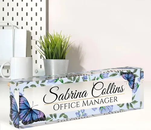 Miniatura 31 de Placa de nombre personalizada para escritorio, placa de nombre de escritorio personalizada, decoración de oficina para mujeres y hombres, accesorios