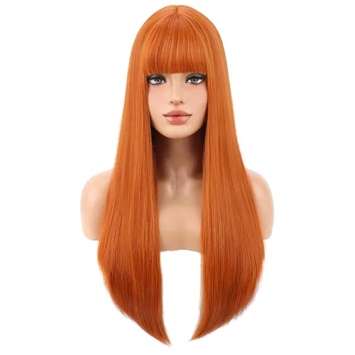 Miniatura 14 de BERON Pelucas negras de cabello largo liso con flequillo, para mujer, a la moda, resistente al calor, sintético, aspecto natural, para fiesta