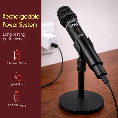 Miniatura 3 de Pyle Sistema de micrófono USB profesional, micrófono portátil dinámico de 16 canales con sonido claro de largo alcance, micrófono inalámbrico