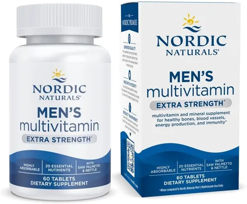 Nordic Naturals Multivitamínico extra fuerte para hombres, apoyo óseo, energía y vasos sanguíneos, suplemento de inmunidad, 20 nutrientes
