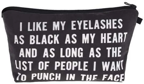 I Like My Lashes As Black As My Heart - Divertida bolsa de maquillaje de rímel con frase para mujeres, cosméticos, artículos de tocador y viajes,