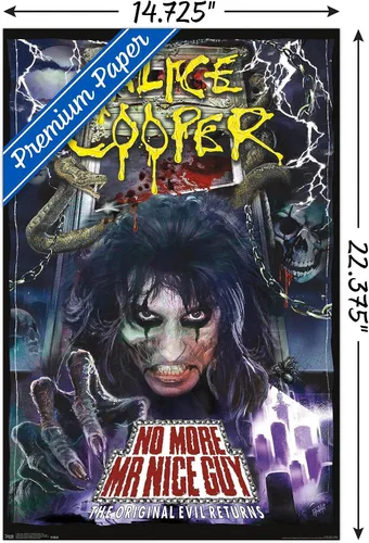 Miniatura 3 de Trends International Alice Cooper - Póster de pared No More Mr. Nice Guy, 14.725 x 22.375 pulgadas, versión enmarcada de madera de granero