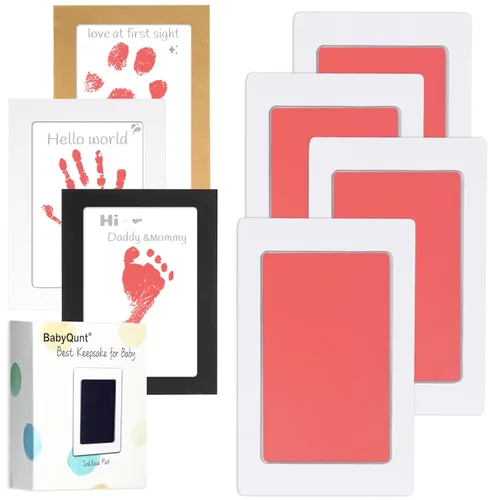 Miniatura 16 de Kit de manos y huellas de bebé sin tinta, kit de almohadilla de tinta de tacto limpio, sello de pie de mano para bebé, paquete de 4 almohadillas