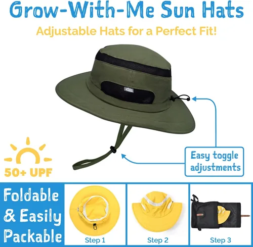 Miniatura 3 de JAN & JUL Gorro de jaspe junior para niños, algodón UPF 50+, talla ajustable