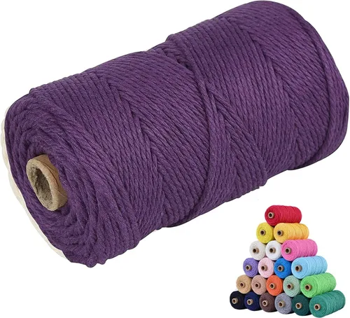 Miniatura 71 de Cuerda de algodón para macramé, de 0.11 pulgadas x 109 yardas, cuerda de macramé natural marrón, suministros perfectos de algodón para hacer