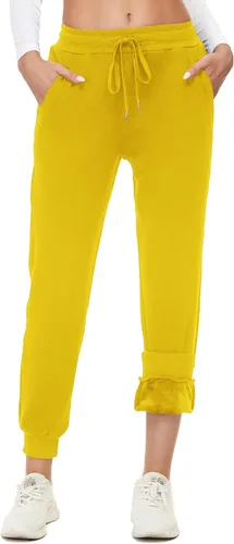 Miniatura 11 de MOUEEY Pantalones deportivos súper cálidos con forro de sherpa para mujer, pantalones deportivos de forro polar con bolsillos con cremallera
