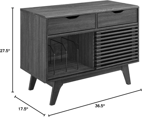 Miniatura 3 de Modway Render Mid-Century - Soporte para discos de vinilo de 37 pulgadas con cajones en color carbón