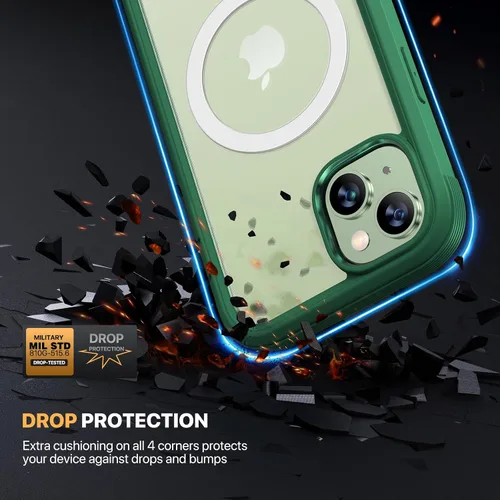 Miniatura 3 de Diaclara - Funda diseñada para iPhone 15 Plus de 6.7 pulgadas, compatible con MagSafe, magnética y resistente, con protector de pantalla Verde