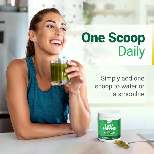 Miniatura 5 de Nested Naturals Super Greens Polvo de Superalimento Diario - Polvo Verde Certificado USDA Orgánico con Alimentos Integrales, Espirulina, Hierba