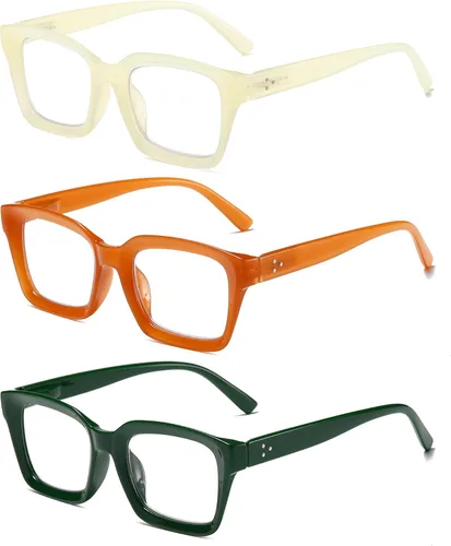Miniatura 7 de Lentes de lectura cuadrados de estilo moderno con bisagra de resorte, bloqueo de luz azul para hombres y mujeres