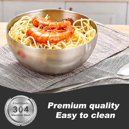 Miniatura 7 de Huakaile Paquete de 5 cuencos de acero inoxidable de 25 onzas, cuencos de sopa de metal con aislamiento térmico, cuencos de cereales con acabado