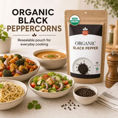 Miniatura 3 de Spicy Organic Ceylon - Granos de pimienta negra enteros de 4 onzas – Certificado USDA y Kosher, sin gluten y sin OMG – Pimienta orgánica pura