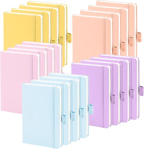 Miniatura 10 de Laumoi Paquete de 20 cuadernos de bolsillo de 3.7 x 5.7 pulgadas, tapa dura, pequeños cuadernos de bolsillo con soporte para bolígrafo, cuaderno