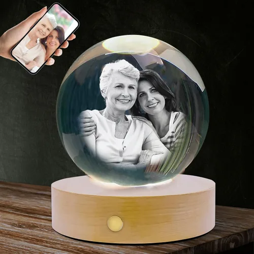 Foto de cristal 3D personalizada, marco de cristal grabado con láser personalizado con imagen, gran regalo de aniversario, cumpleaños, Navidad,