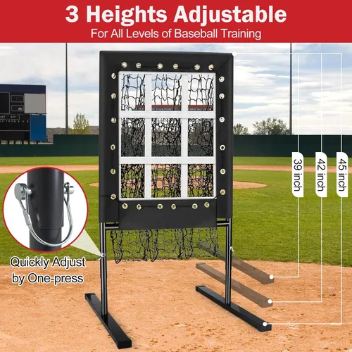 Miniatura 2 de Red de práctica de béisbol de 7 x 7 pies para golpear y lanzar, red de entrenamiento con zona de ataque grande o camiseta de bateo y objetivo de 9