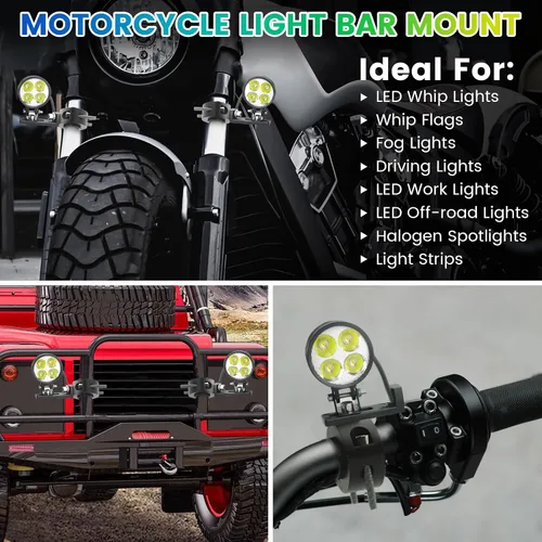 Miniatura 5 de Soporte de luz para motocicleta, soportes de barra de luz, montaje de luz antiniebla de giro de motocicleta, soportes de montaje para motocicleta