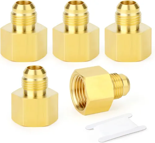 Miniatura 37 de GASHER Adaptador de codo de montaje de tubo de latón de 1/2 pulgada flare x 1/2 pulgada NPT macho Pipe
