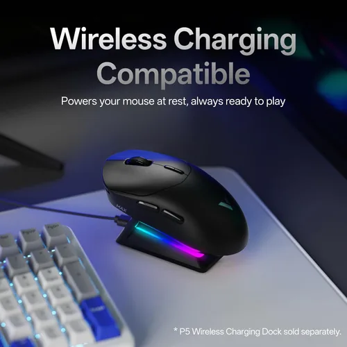Miniatura 7 de Rapoo Ratón inalámbrico para juegos VT2 MAX, tasa de sondeo inalámbrico real de 8K, peso ligero de 1.87 oz, batería de hasta 750 horas, MCU nórdico