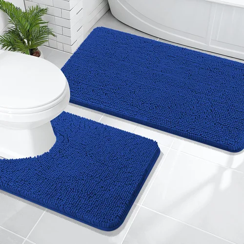 Miniatura 233 de OLANLY Juego de alfombras de baño de 2 piezas, alfombras de baño de chenilla suave y absorbente y alfombra de contorno en forma de U para inodoro
