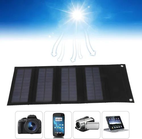 Banco de energía solar, 40 W 4 pliegues panel solar bolsa de carga plegable cargador plegable para acampar al aire libre senderismo carga de