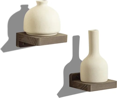 Miniatura 10 de Freezing point Pequeño estante flotante para pared, juego de 4 mini estantes de pared de madera natural de 4 pulgadas, decoración de plantas, negro