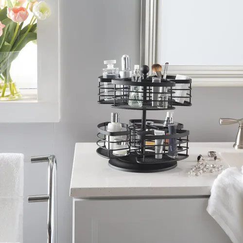 Miniatura 3 de Bath Bliss Organizador de almacenamiento de tocador de carrusel de 2 niveles, debajo del gabinete, tocador, bueno para cosméticos, joyas y artículos