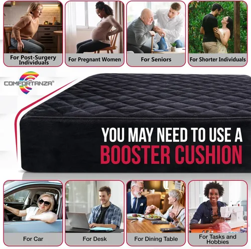 Miniatura 5 de Cojín elevado para adultos, 16 x 16 x 4.5 pulgadas, cojín de asiento de firmeza media para el hogar, oficina, silla de ruedas, automóvil, funda