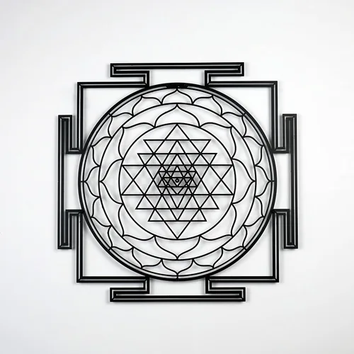Miniatura 6 de Colorfull Worlds Sri Yantra - Arte de pared de metal, decoración de pared de chakras de geometría sagrada, meditación de inauguración de la casa