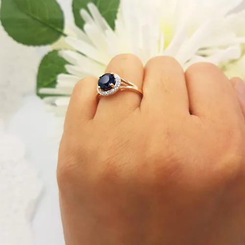Miniatura 80 de Dazzlingrock Collection Anillo de compromiso redondo de 0.276 in con halo de diamante blanco y vástago dividido para ella en oro macizo de 14