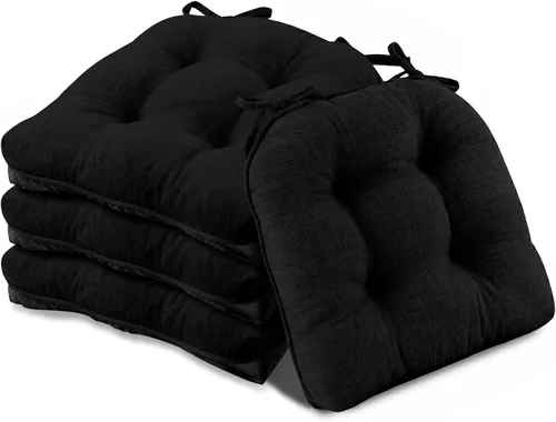 Miniatura 24 de Basic Beyond Paquete de 4 cojines para sillas de comedor, cojines para sillas de comedor con lazos y respaldo antideslizante, 15.5 x 15.5 pulgadas