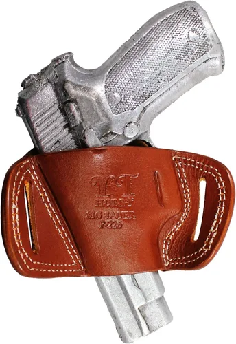 Miniatura 6 de YT HOBBY Funda para pistola de cuero hecha a mano con deslizamiento rápido en la cintura OWB Marrón - mano derecha