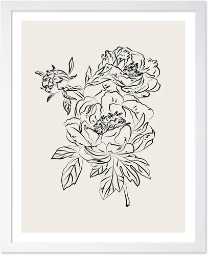 Miniatura 62 de Poster Master Póster de peonías – Estampado de flores retro – Ilustración floral – Ilustración en blanco y negro – Diseño de línea y abstracto