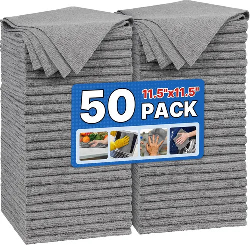 Miniatura 13 de FIXSMITH Paño de Limpieza de Microfibra - Paquete de 48, Toallas de Limpieza Multifuncionales, Tamaño: 12 x 16 pulgadas, Trapos de Limpieza 3
