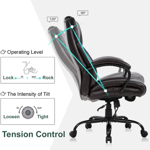 Miniatura 5 de Silla de oficina grande y alta, asiento ancho de 500 libras, silla de escritorio de masaje, silla ergonómica para computadora con reposacabezas
